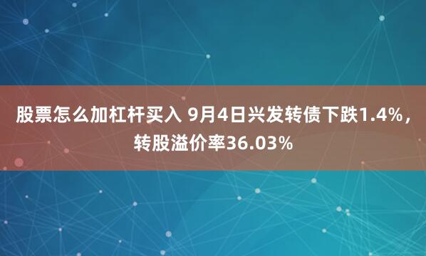 股票怎么加杠杆买入 9月4日兴发转债下跌1.4%，转股溢价率36.03%